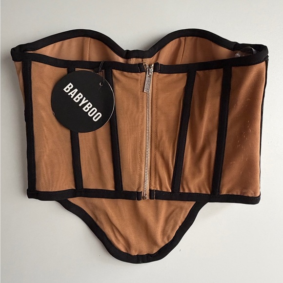 BABYBOO Tan and Black Structured Corset Bra - Picture 2 of 2